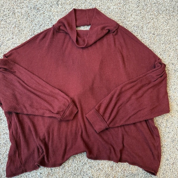BKE Buckle Brushed Knit Ribbed Turtleneck Red Rust Color Size Small Open Back - Picture 11 of 11